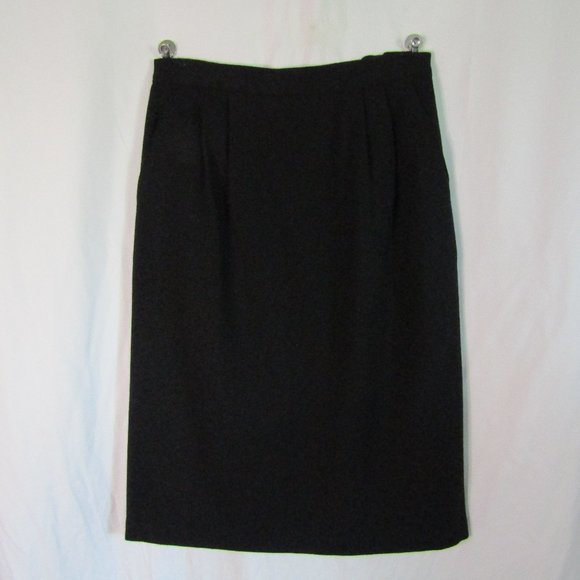 Sag Harbor Black 100% New Wool Double Pleated Waist Skirt Pockets Size 14 - Picture 1 of 8